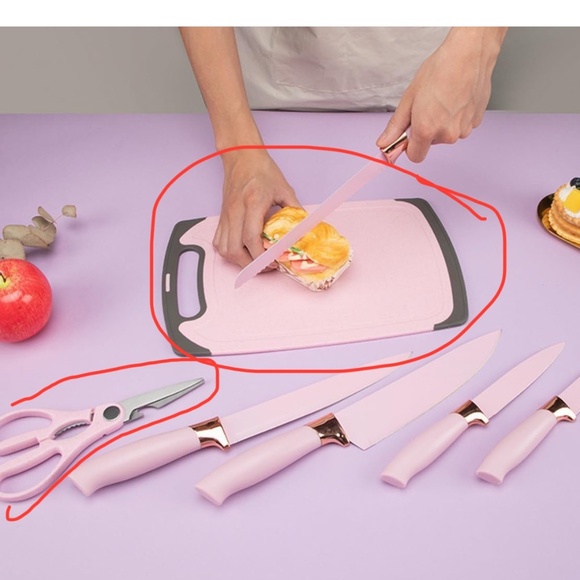 Pink Silicone Cooking Utensils 5 Piece Sharp Stainless Steel Chef Knives Set - Picture 3 of 14